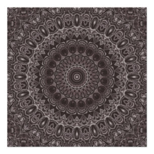 Tiefes Samt-Wasserfarben-Mandala in Brauntönen Poster