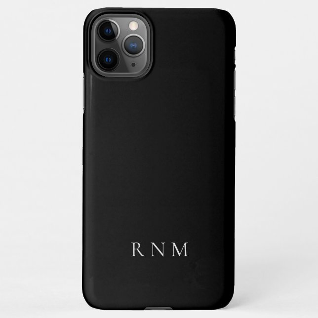 Tiefes Schwarz mit Name oder Monogramm-Set iPhone Hülle (Rückseite)