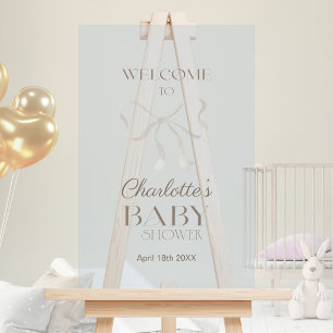 Tiefes staubiges Blau Elegantes Bogen-Baby-Shower- Acrylschild