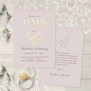 Tiefes Staubiges Rosen-Elegantes Bogen-Baby-Shower Folieneinladung