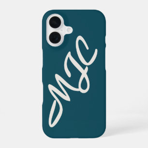 Tiefes Türkisblau Individuelles Monogramm iPhone 16 Hülle