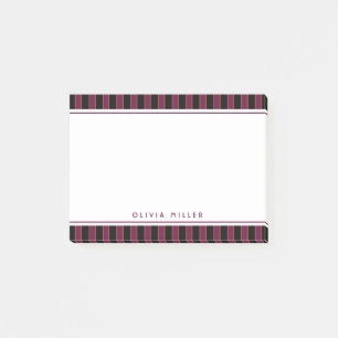 Tiefes Vintage-Gestreiftes Rosa Lila Muster Benutz Post-it Klebezettel