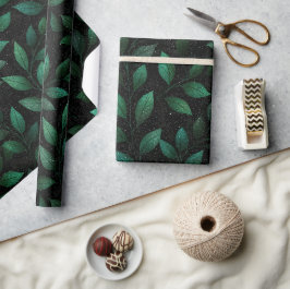 Tiefes Waldgrün Dichtes Schwarz Glitzer-Muster Geschenkpapier