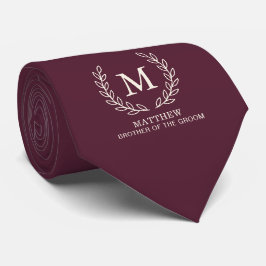 Tiefes Wein Bruder des Bräutigams Monogramm Hochze Krawatte