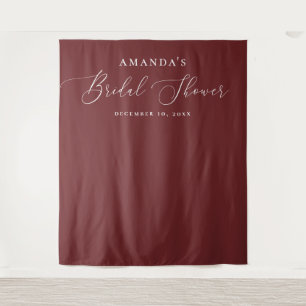 Tiefes Weinrotes Elegantes Brautdusche-Hintergrund Wandteppich
