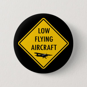 Tiefflug-Flugzeuge - Verkehrszeichen Button