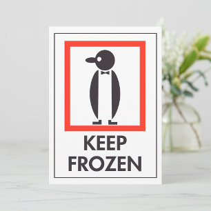 Tiefgefrorenen Pinguin Lustiges Schild Einladung