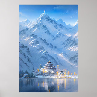 Tiefgefrorenes Kloster, Winterlandschaft Poster