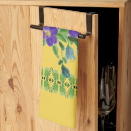 tiefgelb mit Blumenbezug Geschirrtuch