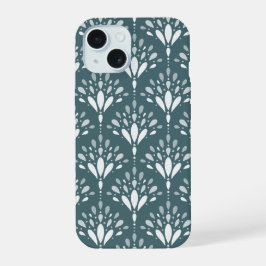 Tiefgrün Botanische Volksblumen-Kunst iPhone 15 Hülle