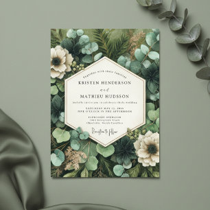 Tiefgrüne botanische Launen Hochzeit Einladung