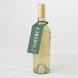 Tiefgrüne dekorative Serif-Hochzeits-Cheers Flaschenanhänger