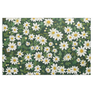 Tiefgrüne kleine weiße Gänseblümchen Blumenmuster Stoff