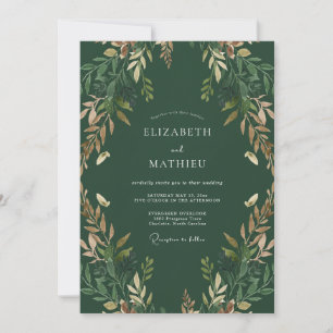 Tiefgrüne Wald-Botanik-Hochzeit Einladung