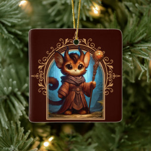 Tiefling Feline Fantasy Adventure Keramikornament