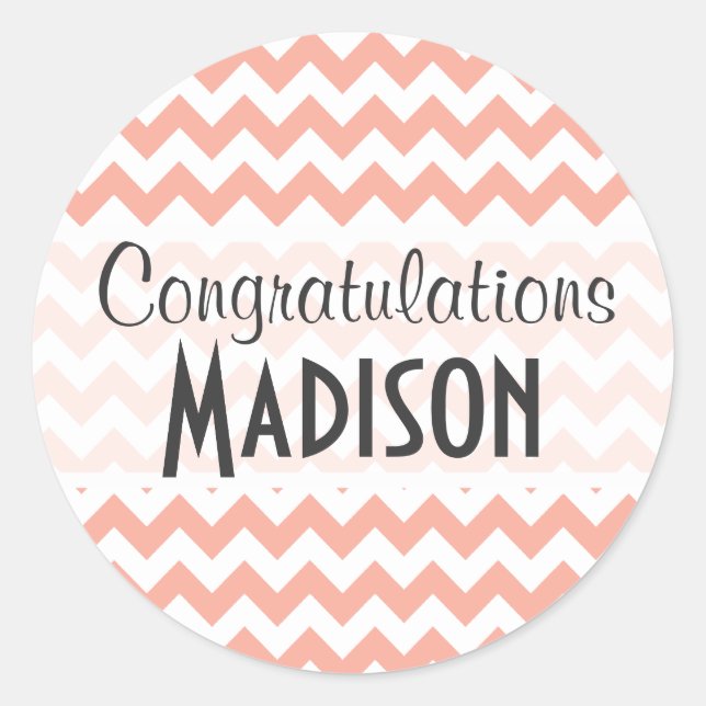 Tiefpfirsich Zickzack; Zickzack Runder Aufkleber (Vorderseite)