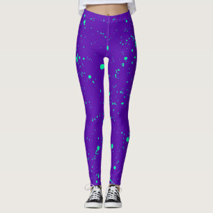Tiefpurpurner und grüner Farben-NeonSpritzer Leggings