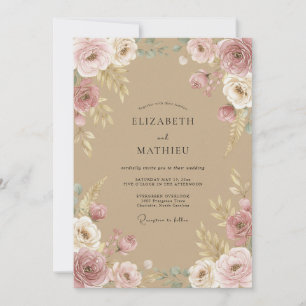 Tiefromantische bohemische Hochzeit Einladung