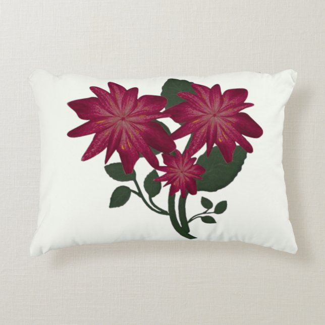 Tiefrosa Blumendesign Teppich Dekokissen (Vorderseite)