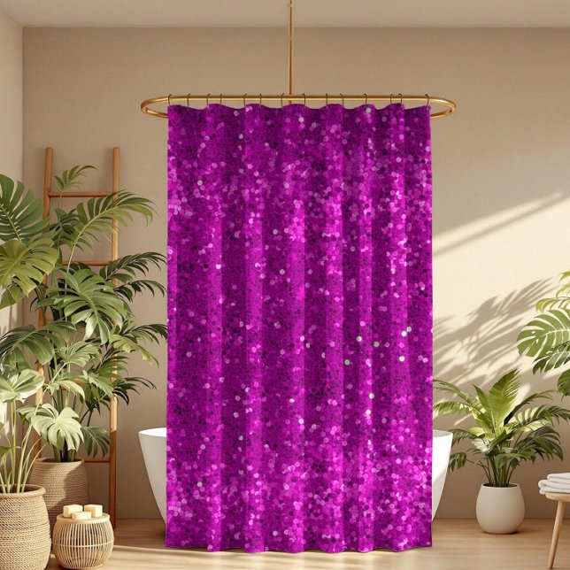 Tiefrosa Glamour-Faux-Glitter-Muster Duschvorhang (Von Creator hochgeladen)