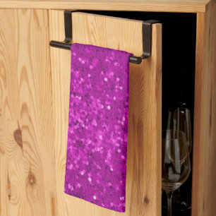 Tiefrosa Glamour-Faux-Glitter-Muster Geschirrtuch