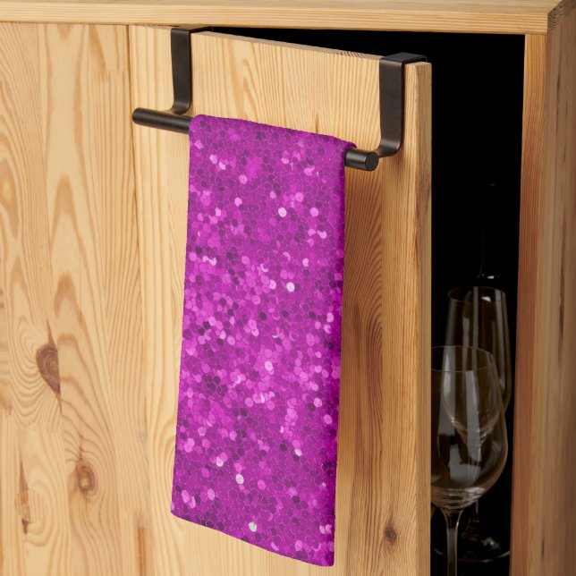 Tiefrosa Glamour-Faux-Glitter-Muster Geschirrtuch (Drittel gefaltet)