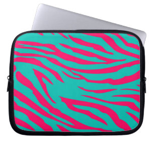 Tiefrosa Türkis Zebramuster Tier-Schutzhülle Laptopschutzhülle