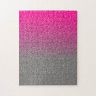 Tiefrosa und Grau Ombre-Muster Puzzle