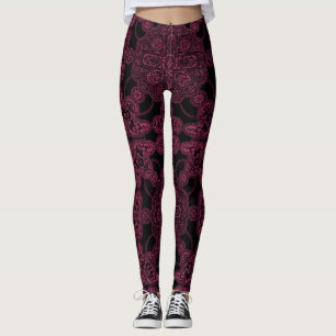 Tiefrosa und schwarzes Perser-Design Leggings