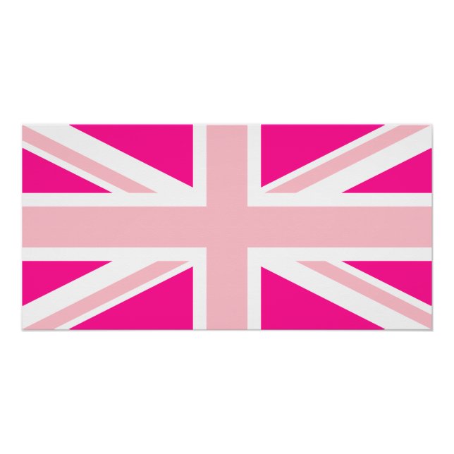 Tiefrosa Union Jack Poster (Vorderseite)