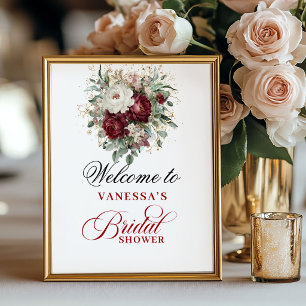Tiefrote Blush-Burgunder-Brautparty-Plakat Poster