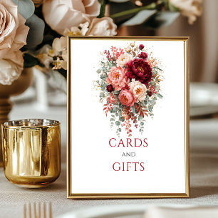 Tiefrote Bohemian Blumenkarten und Geschenke 8x10 Poster
