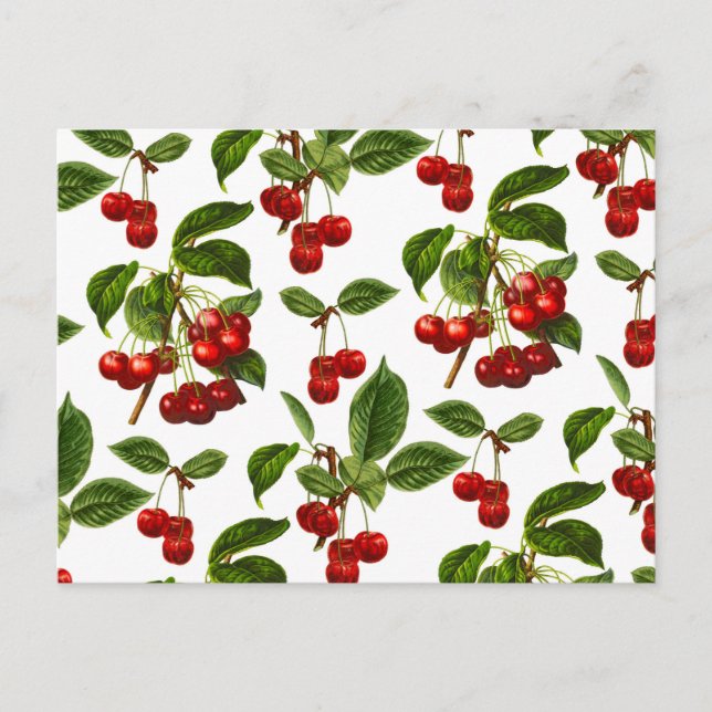Tiefrote Botanische Kirsche Print Postkarte (Vorderseite)