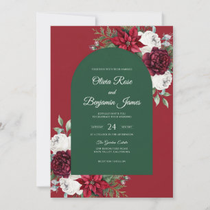 Tiefrote Dahlien-Hochzeit Einladung