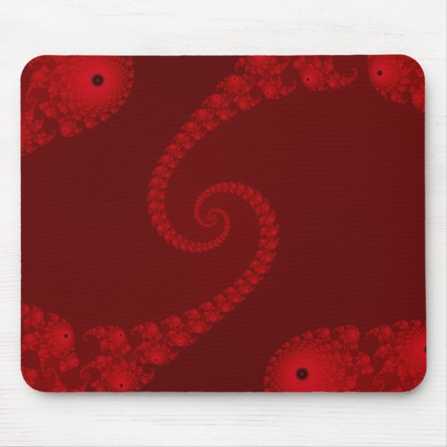Tiefrote Doppelt-Spirale Mousepad (Vorne)