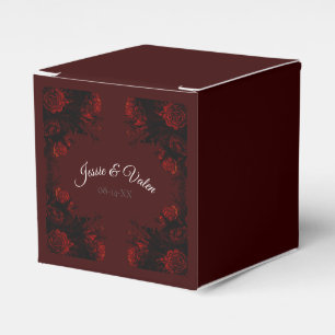 Tiefrote florale elegante gotische Hochzeit Geschenkschachtel