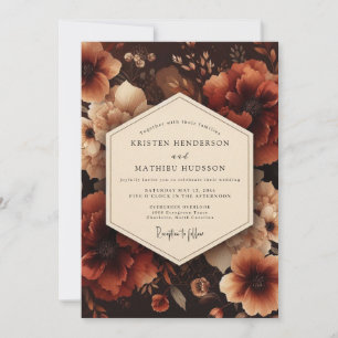 Tiefrote Florale Hochzeitsernte Einladung
