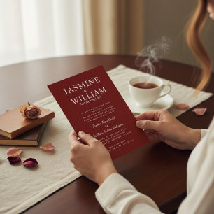 Tiefrote formale typografische Hochzeitseinladung Einladung