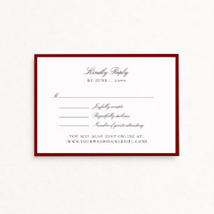 Tiefrote Hochzeits-RSVP-Karte RSVP Karte