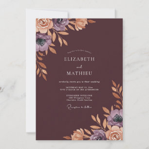 Tiefrote Ranunculus-Eukalyptus-Hochzeit Einladung