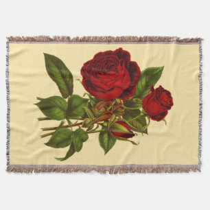 Tiefrote Rosen gesponnener Throw Decke