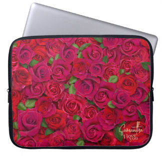 Tiefrote Rosenmuster Ich liebe dich mit individuel Laptopschutzhülle