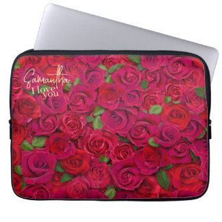 Tiefrote Rosenmuster Ich liebe dich mit individuel Laptopschutzhülle