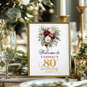 Tiefroter Blush-Blumenstrauß 80. Geburtstag 8x10 W Poster