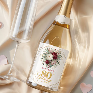 Tiefroter Blush Burgunder 80. Geburtstags Champagn