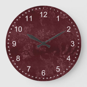 Tiefrotes Burgunder Blumen Weihnachten Große Wanduhr