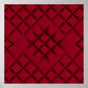 Tiefrotes gequiltetes Leder Muster Poster