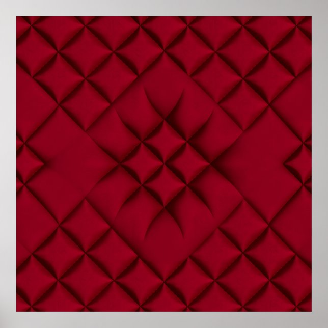 Tiefrotes gequiltetes Leder Muster Poster (Vorne)