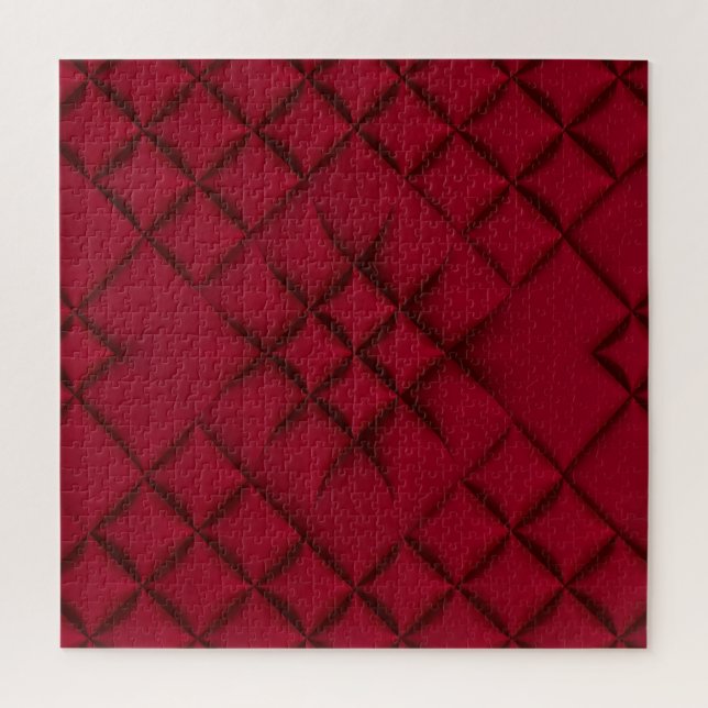 Tiefrotes gequiltetes Leder Muster Puzzle (Vertikal)