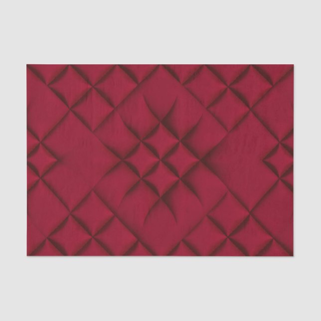 Tiefrotes gewürfeltes Leder Muster Seidenpapier (Vorderseite)